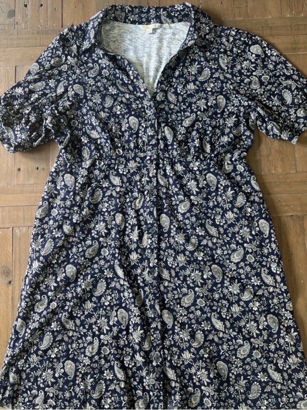 Boden Effie Dress Women’s 14 Blue Paisley Floral Collared Preppy Mini Casual - Picture 2 of 12